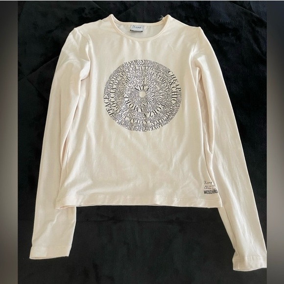 Moschino Long Sleeve Cream Top With Design size S - Picture 3 of 10
